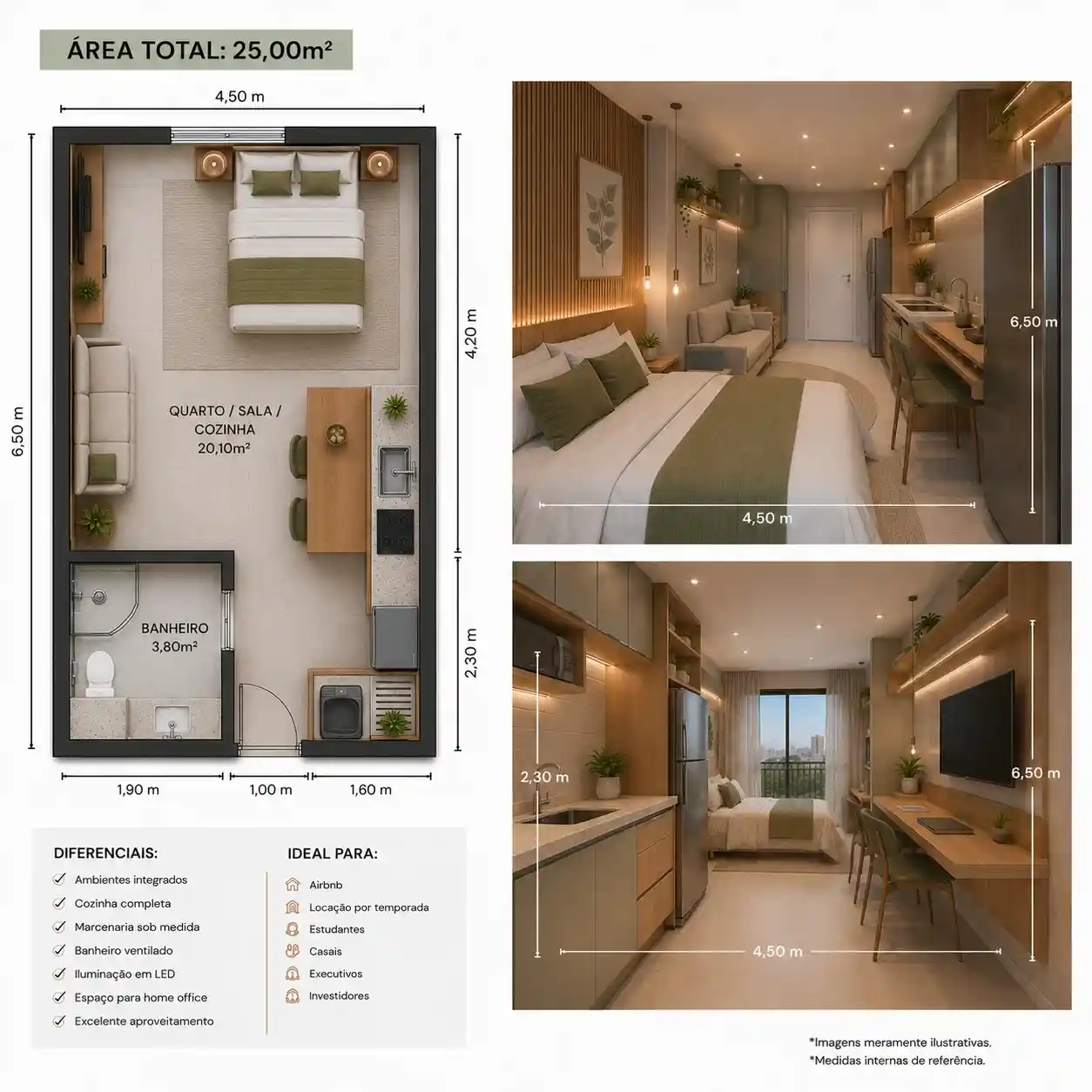Projeto de studio 25m²